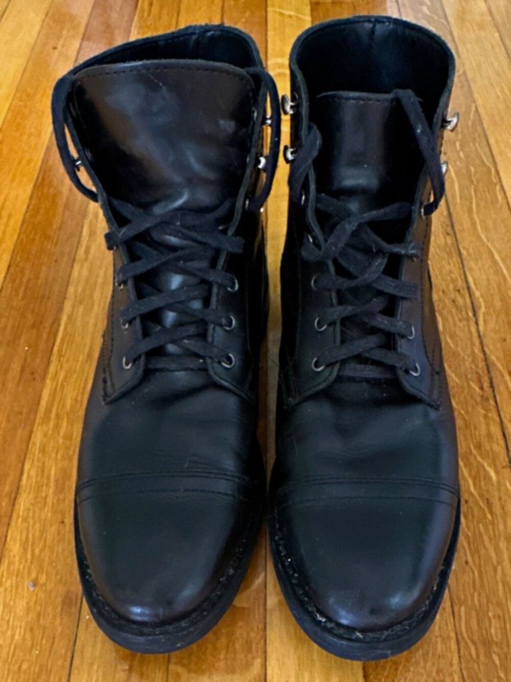 Thursday Boot Company Captain Men's black Leather Cap Toe Lace-Up Boots Sz US10